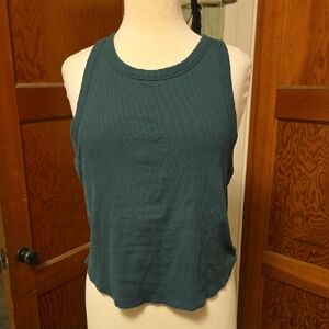 PINK Victoria's Secret Green Ribbed Crop Tank Top